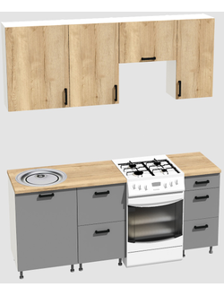 Кухня эконом 1,5 метра (600х500х400) Цвет: Дуб Вотан/Базальт