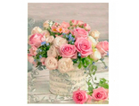 4680203222650  Алмазная мозаика Alingar,  &quot;Розовые розы&quot; AL10954,  20х30 см,  на подрамнике, с полным заполнением, (матов.)   16 цветов.