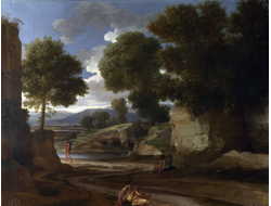 Картина обогреватель, репродукция Никола Пуссен Пейзаж с отдыхающими путешественниками