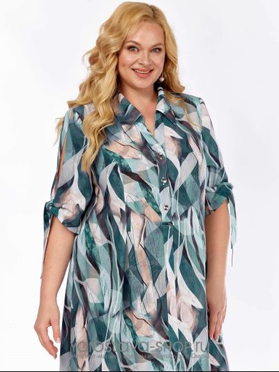 Элегантное платье свободного кроя с абстрактным принтом