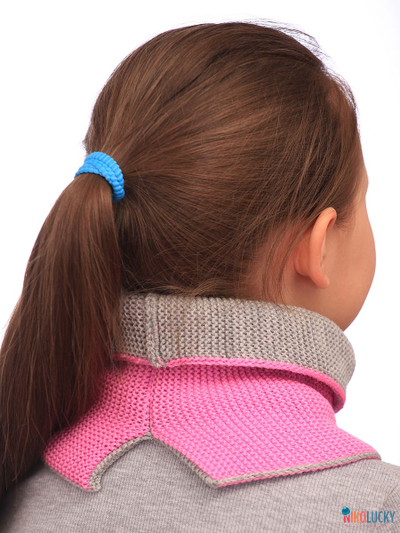 Шарф(снуд)  22-33 двойной, цвет розовый, серый размер 2