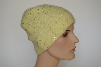 Вязаная зимняя шапка желтого цвета для женщин Визио