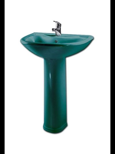 Цветной тюльпан умывальник на пьедестале Оскольская керамика Престиж зеленого цвета