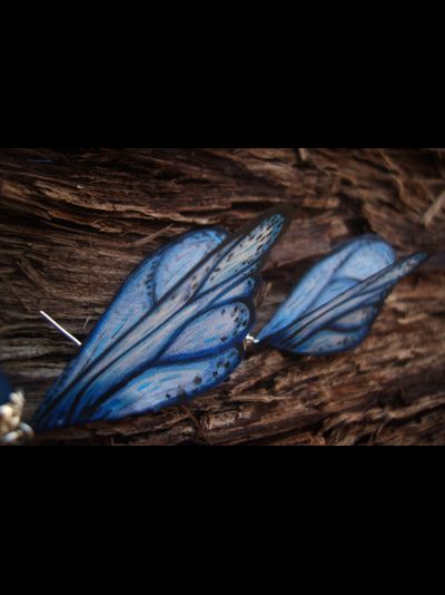 "Тайны небесных сфер", серьги с шёлковыми крылышками