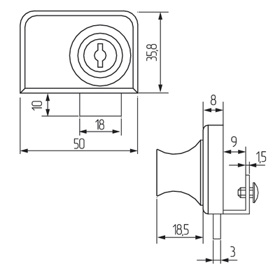 Замок LOCK.407.CR, стекло, 2 двери (хром)