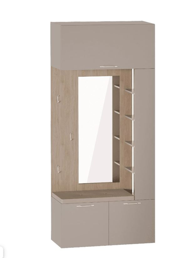 Джерси прихожая Вешалка с зеркалом 1024х416х2325 Капучино