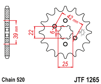 Звезда ведущая JT JTF1265.16 (JTF1265-16) (F1265-16) для Honda Road