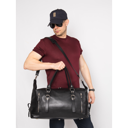 Кожаная дорожная сумка Bergamo Premium black (арт. 4048-51)