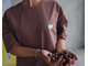 Футболка женская со спущенным плечом HEART (шоколад)