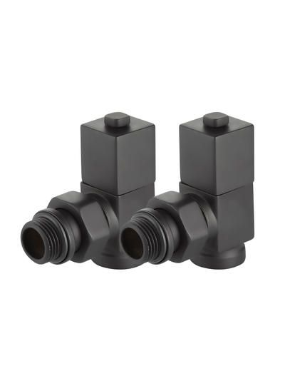Набор дизайн-вентилей Royal Thermo CUBE, угловой (чёрный) 1/2"