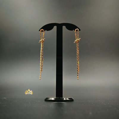 Длинные серьги из кольцо-цепочек с элегантным узелком в золотом оттенке 8,5см