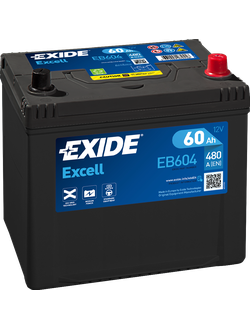 АККУМУЛЯТОР автомобильный EXIDE EXCELL EB604 (АЗИАТСКИЙ ТИП КОРПУСА) R+ 60Ah 480А (En)