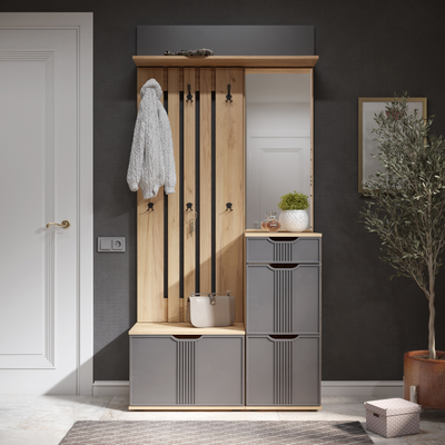 Композиция Прихожей ЭМИЛИЯ Дуб Крафт золотой/Графит