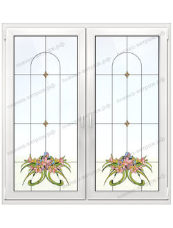 Витражная пленка, витражная пленка самоклеющаяся под заказ,пленочный витраж с цветочным рисунком