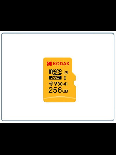 Карта памяти Kodak Micro SD, класс 10, UHS-1 U3 V30 A1 на 256 ГБ, чтение 100 МБ/с, запись данных 30 МБ/с, + переходник SD