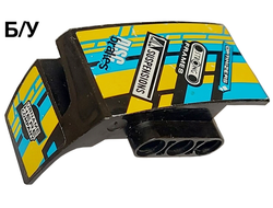 ! Б/У - Technic, Panel Car Mudguard Right with Sponsor Logos on Dark Azure, Yellow and Black Background Pattern Stickers - Set 42034, Black (61070pb007) - Б/У