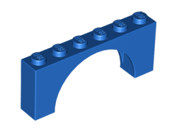 Arch 1 x 6 x 2 - Medium Thick Top without Reinforced Underside, Blue (15254 / 6170391)