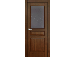 Дверь со стеклом Валенсия массив ольхи, античный орех