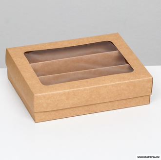 Коробка для макарун, с ложементом, крафт 21 х 16,5 х 5,5 см