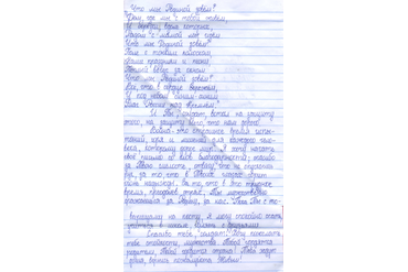 Письмо солдату учащейся 5-Б класса Вороной Софии, школа № 15