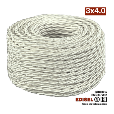 витой провод 3х4 бежевый шелк