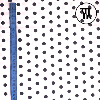 Бифлекс глянец принт Черные горохи на белом (1 см)