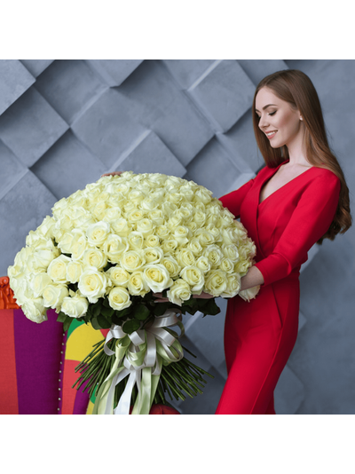 201 белая роза 80 см