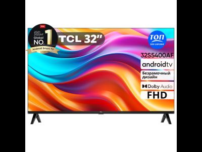 32" Телевизор TCL 32S4K черный QLED 1920x1080, Full HD, 60 Гц, Wi-Fi, Smart TV, Android TV