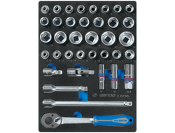 Набор торцевых головок 1/2" с принадлежностями, ложемент, 37 предметов KING TONY 9-4537MRV