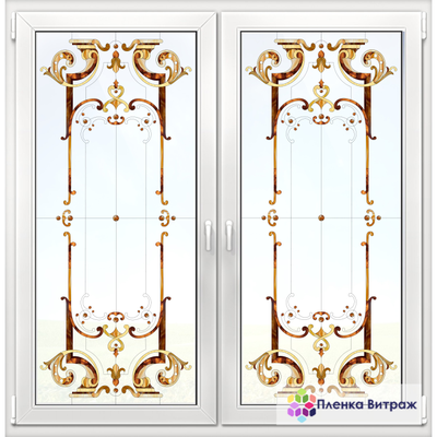 Витражная пленка, витражная пленка самоклеющаяся, пленочный витраж с классическим рисунком матовая