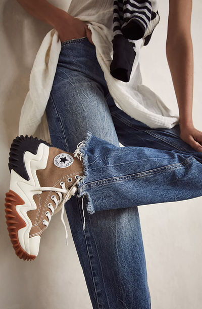 Кеды Converse Run Star Motion бежевые высокие A00851C с чем носить фото