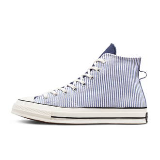 Кеды Converse Chuck 70 Crafted Stripe голубые высокие в полоску