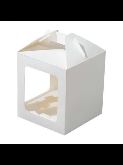 Коробка для прян. домика/кулича с 2 окнами (белая), 160*160*180мм
