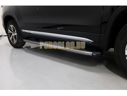 Пороги алюминиевые с пластиковой накладкой (карбон серые) 1720 мм ТСС для Changan CS75 FL 2020-