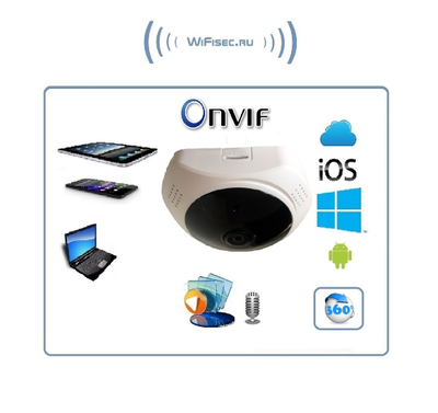 DBPOWER_SS. Потолочная - настенная WiFi видеокамера панорамная с DVR (fish_v380_W),  HD 960P (V380 Pro)