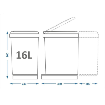 Система сортировки мусора ALBIO 30 2X16 L серый пластик/нержавещая сталь