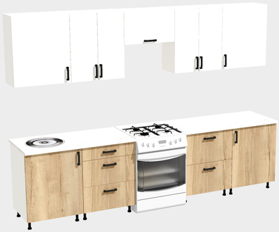 Кухня Эконом 2,4 метра (1200х1200) Цвет: Белый/Дуб Вотан