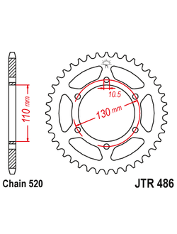 Звезда ведомая (42 зуб.) RK B4008-42 (Аналог: JTR486.42) для мотоциклов Kawasaki, Yamaha