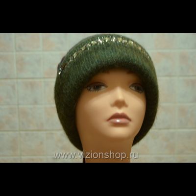 Зеленая шапка женская  Vizio Италия 5872 чулок зима 2018