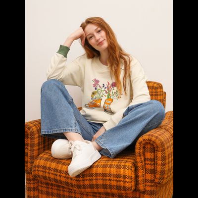 ЖЕНСКИЙ СВИТШОТ СВЕТЛЫЙ "ЦВЕТОЧНЫЕ КЕДЫ"