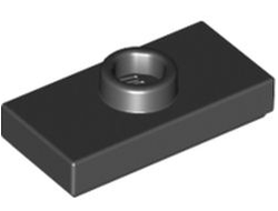 Plate, Modified 1 x 2 with 1 Stud with Groove and Bottom Stud Holder Jumper, Black (15573 / 6092585)