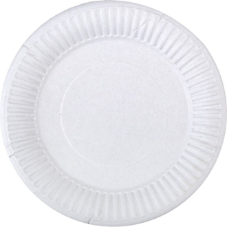 Тарелка одноразовая бумажная, белая, КОМУС, d-200мм 100 штук в упаковке (12104)
