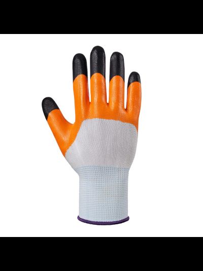 Перчатки нейлоновые (оранжевые) с нитрильным обливом 3/4 (пальчики) (12 пар/уп.)