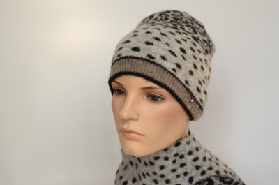 Серая пятнистая шапка и шарф Вицио Италия