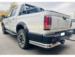 Защита заднего бампера угловая двойная Папа Тюнинг d60/42 для Jac T9 2023-