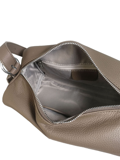 (АРТИКУЛ: 10062/1/2) СУМКА ЖЕНСКАЯ, НЕБОЛЬШАЯ, НАТУРАЛЬНАЯ КОЖА, ТЕМНО-БЕЖЕВАЯ, С ПЛЕЧЕВЫМ РЕМНЕМ