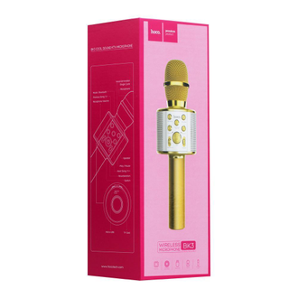 Караоке-микрофон-колонка Hoco BK3 Золото