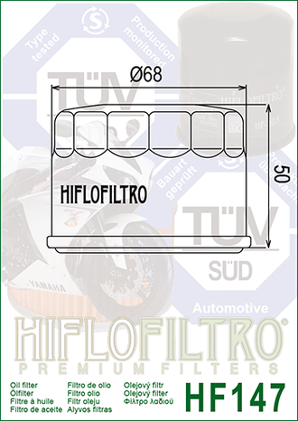 Масляный фильтр HIFLO FILTRO HF147 для Yamaha  5DM-13440-00, B16-E3440-00, 5DM-13440-00-00, B16-E3440-00-00// Kymco 1541A-LBA2-E00