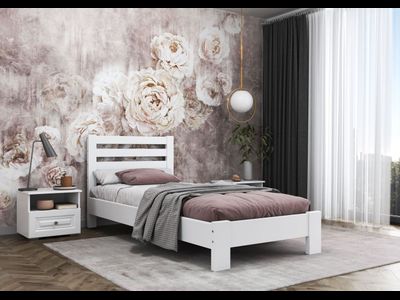 Кровать &quot;Вероника&quot; массив сосны ламели белый античный (Браво)