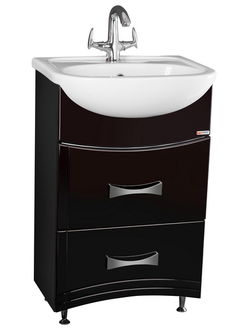 Тумба под умывальник "Уют 50 Смайл" с 2 ящиками ЧЁРНЫЙ Домино